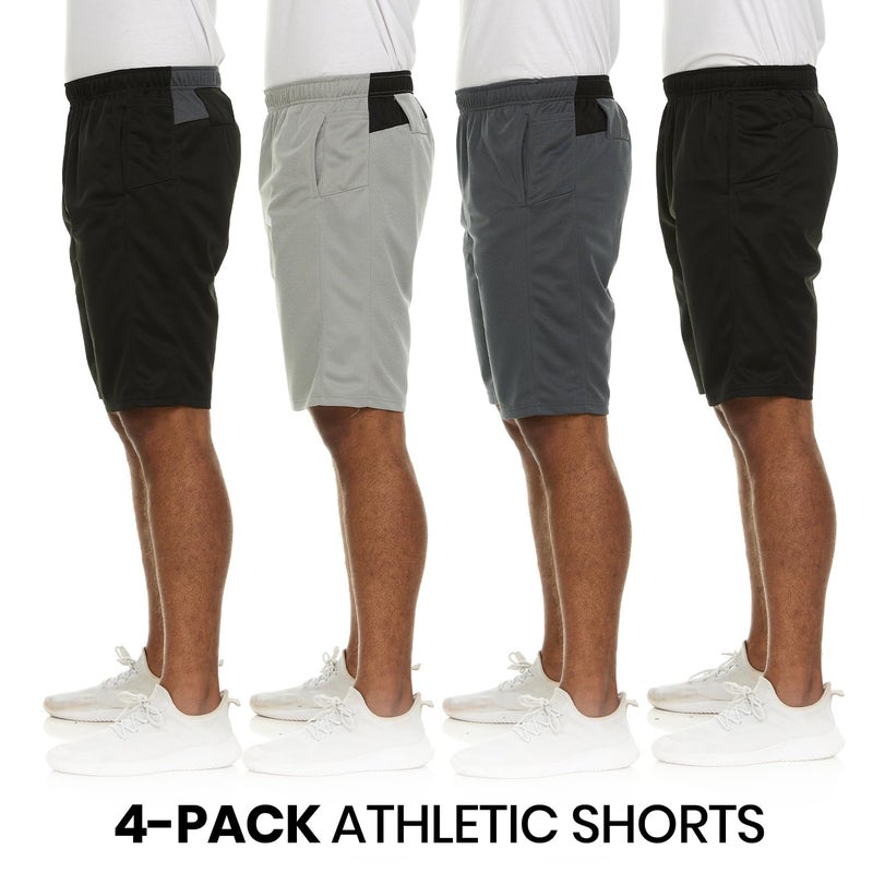 Essential Elements 4 Pack: Men's Dry-Fit Sweat Resistant Active Athletic Performance Shorts - Image 5